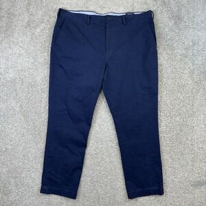 Polo Ralph Lauren Chino Pants Mens 42x30 Navy Blue Stretch Straight Fit Cotton